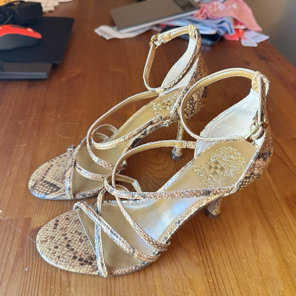 Elegant Snake Print Strappy Heels